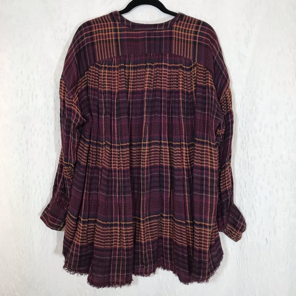Free People Come On Over Oversized Plaid Size M - Picture 4 of 8